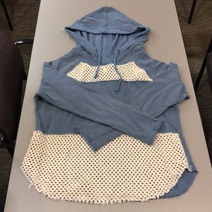 Blue Hoodie with White Embroidery